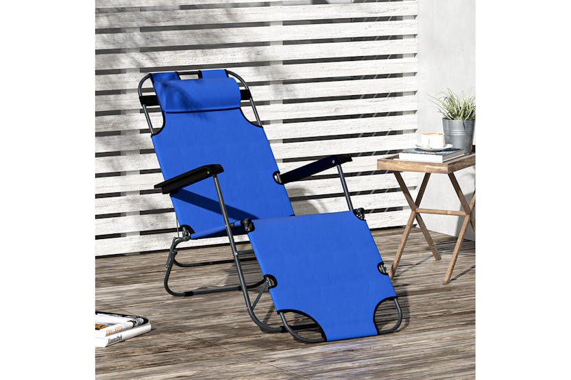 Outsunny Sun Lounger with Pillow | Blue Outsunny Sun Lounger with Pillow | Blue