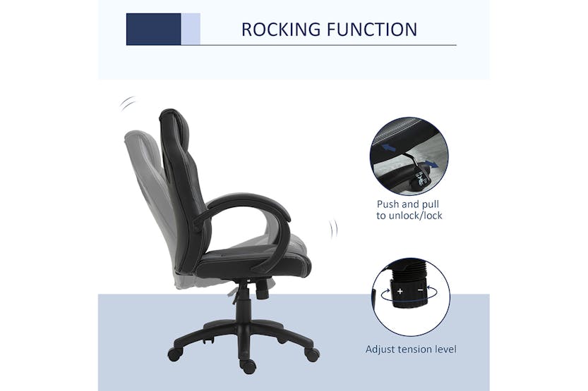 Homcom 360° Swivel Office Chair with Head Support | Black/Grey Homcom 360° Swivel Office Chair with Head Support | Black/Grey