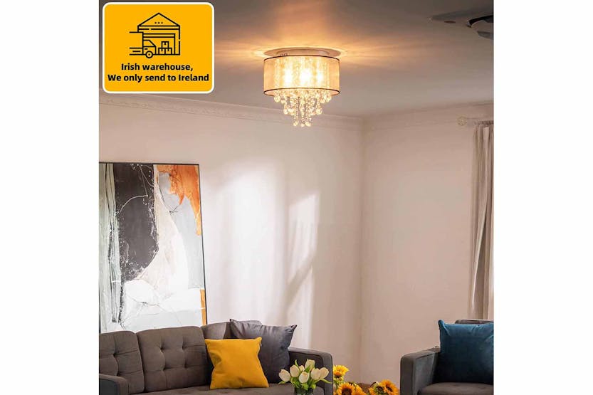 Homcom | Living Room Chandelier Ceiling Light | Silver/Clear Homcom | Living Room Chandelier Ceiling Light | Silver/Clear