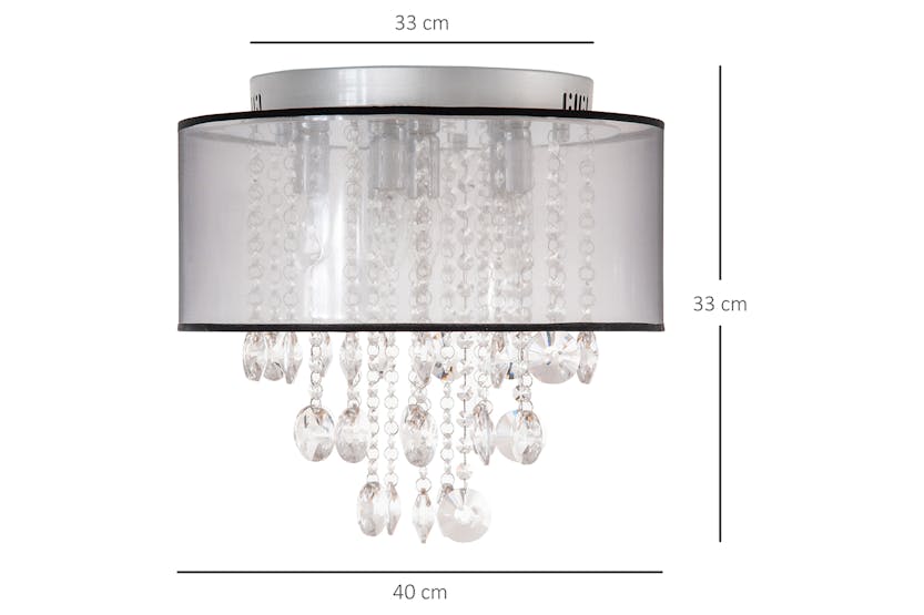 Homcom | Living Room Chandelier Ceiling Light | Silver/Clear Homcom | Living Room Chandelier Ceiling Light | Silver/Clear