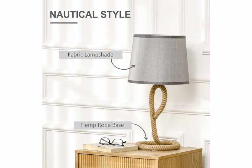 Homcom | Rope Table Lamp | Brown/Grey Homcom | Rope Table Lamp | Brown/Grey