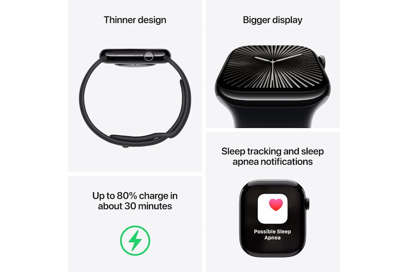Apple Watch Series 10 | 42mm | Jet Black Aluminium Case Black Sport Band M/L Apple Watch Series 10 | 42mm | Jet Black Aluminium Case Black Sport Band M/L