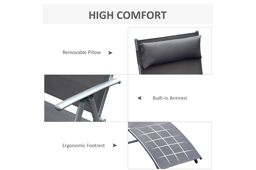 Outsunny Sun Lounge Chair | Grey Outsunny Sun Lounge Chair | Grey