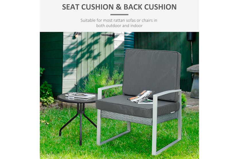 Outsunny Replacement Seat and Back Cushion Set | Grey Outsunny Replacement Seat and Back Cushion Set | Grey