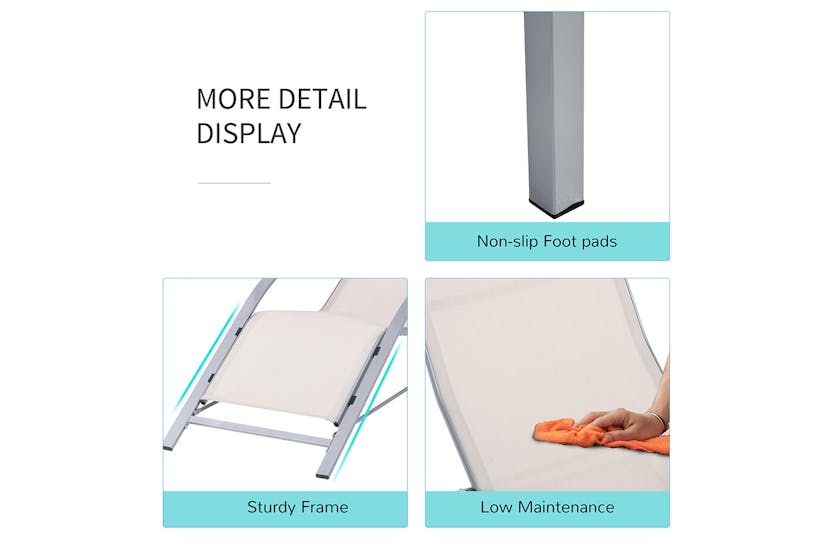 Outsunny Outdoor 3 Pieces Lounge Chair Set | Cream White Outsunny Outdoor 3 Pieces Lounge Chair Set | Cream White