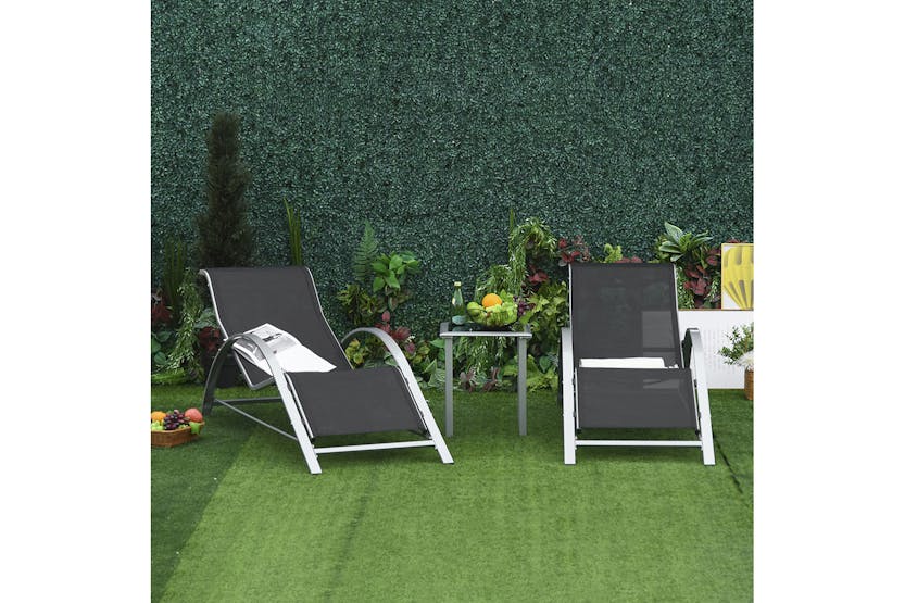 Outsunny Outdoor 3 Pieces Lounge Chair Set | Black Outsunny Outdoor 3 Pieces Lounge Chair Set | Black