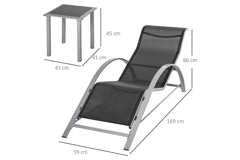 Outsunny Outdoor 3 Pieces Lounge Chair Set | Black Outsunny Outdoor 3 Pieces Lounge Chair Set | Black