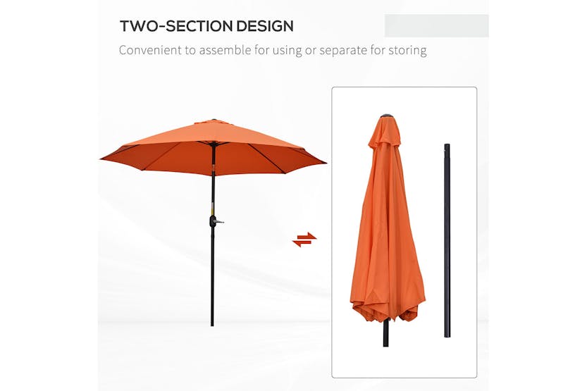 Outsunny 2.6m Patio Sun Umbrella Parasol | Orange/Black Outsunny 2.6m Patio Sun Umbrella Parasol | Orange/Black