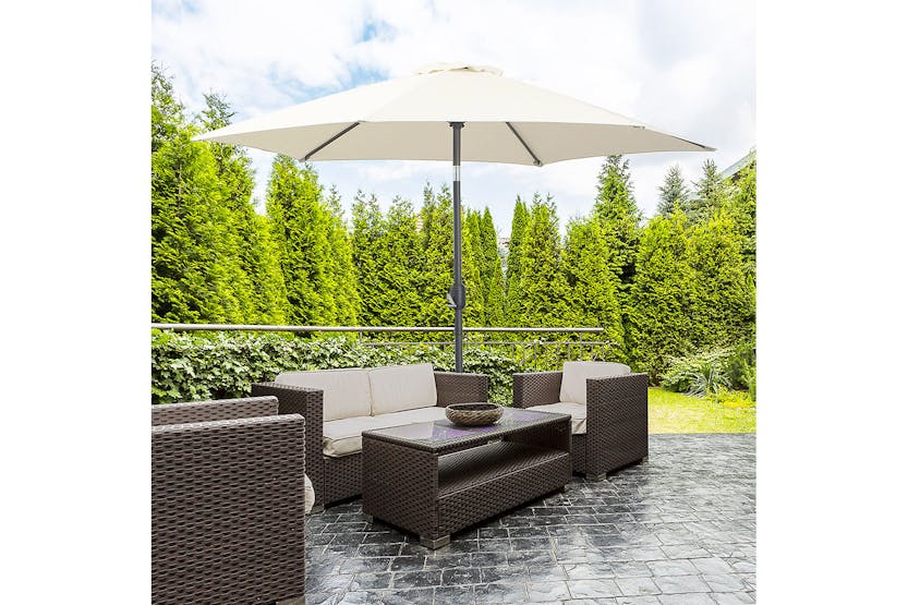 Outsunny Outdoor Garden Tilt Umbrella Sun Parasol | Cream White Outsunny Outdoor Garden Tilt Umbrella Sun Parasol | Cream White