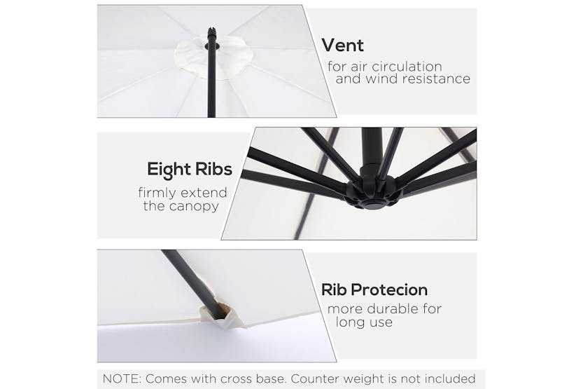 Outsunny Garden Cantilever Umbrella | Off-White Outsunny Garden Cantilever Umbrella | Off-White