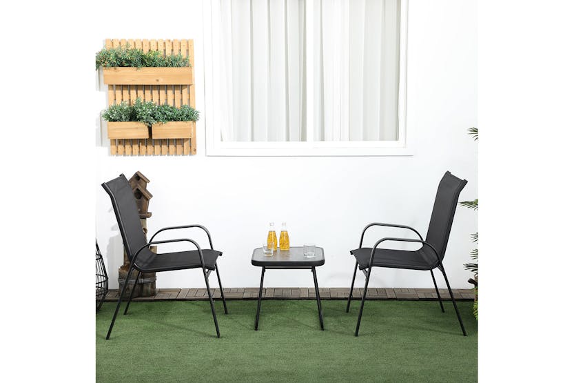 Outsunny Bistro Set | Grey/Black Outsunny Bistro Set | Grey/Black