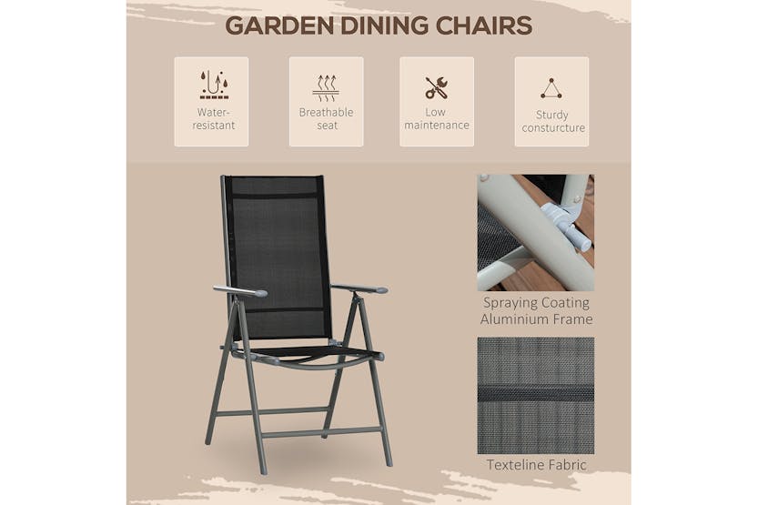 Outsunny Folding Dining Table Set | Black/Grey | 7 Pieces Outsunny Folding Dining Table Set | Black/Grey | 7 Pieces