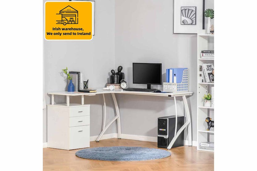 Homcom Home Office Desk | Storage Drawer | White Homcom Home Office Desk | Storage Drawer | White