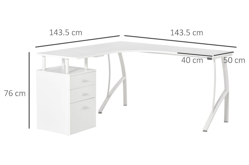 Homcom Home Office Desk | Storage Drawer | White Homcom Home Office Desk | Storage Drawer | White
