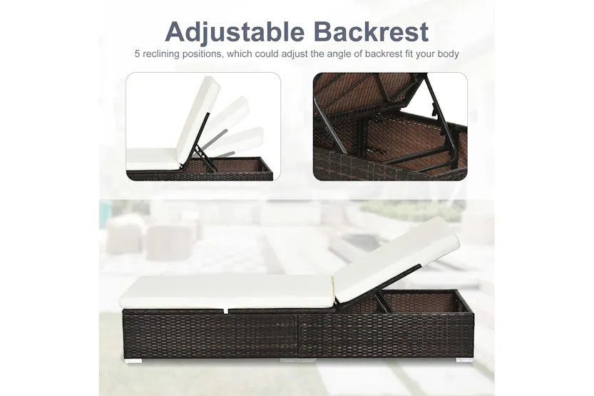 Outsunny Sun Lounger Single Adjustable Recliner Day Bed | Brown/Cream White Outsunny Sun Lounger Single Adjustable Recliner Day Bed | Brown/Cream White