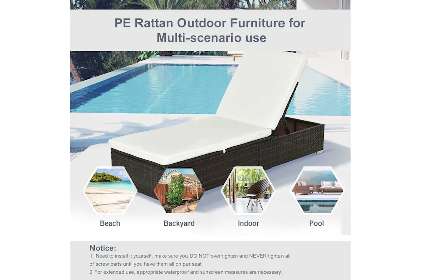 Outsunny Sun Lounger Single Adjustable Recliner Day Bed | Brown/Cream White Outsunny Sun Lounger Single Adjustable Recliner Day Bed | Brown/Cream White