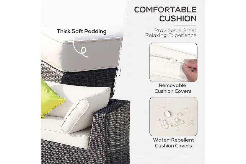 Outsunny Rattan Sofa Set | Brown | Set of 8 Outsunny Rattan Sofa Set | Brown | Set of 8