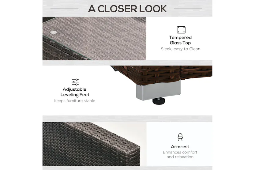 Outsunny Rattan Sofa Set | Brown | Set of 8 Outsunny Rattan Sofa Set | Brown | Set of 8