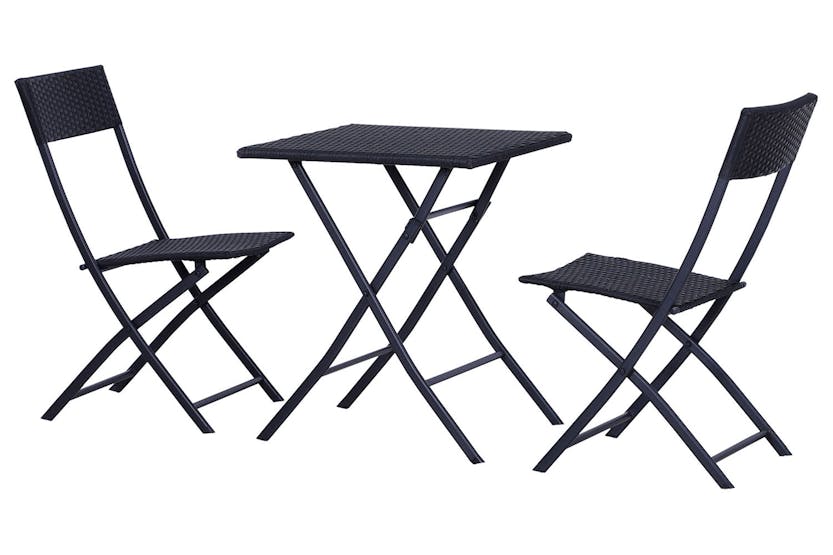Outsunny Rattan Wicker Bistro Set Table and Chair Set | Black | 3 Pieces Outsunny Rattan Wicker Bistro Set Table and Chair Set | Black | 3 Pieces