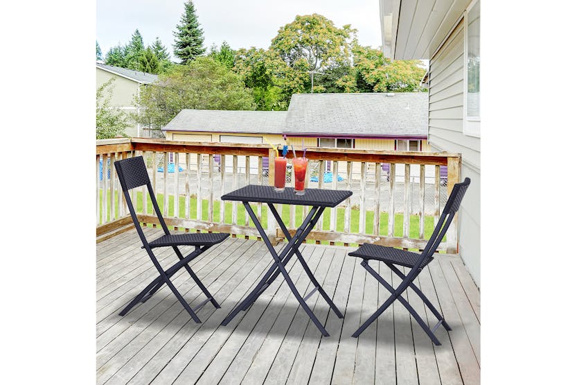 Outsunny Rattan Wicker Bistro Set Table and Chair Set | Black | 3 Pieces Outsunny Rattan Wicker Bistro Set Table and Chair Set | Black | 3 Pieces