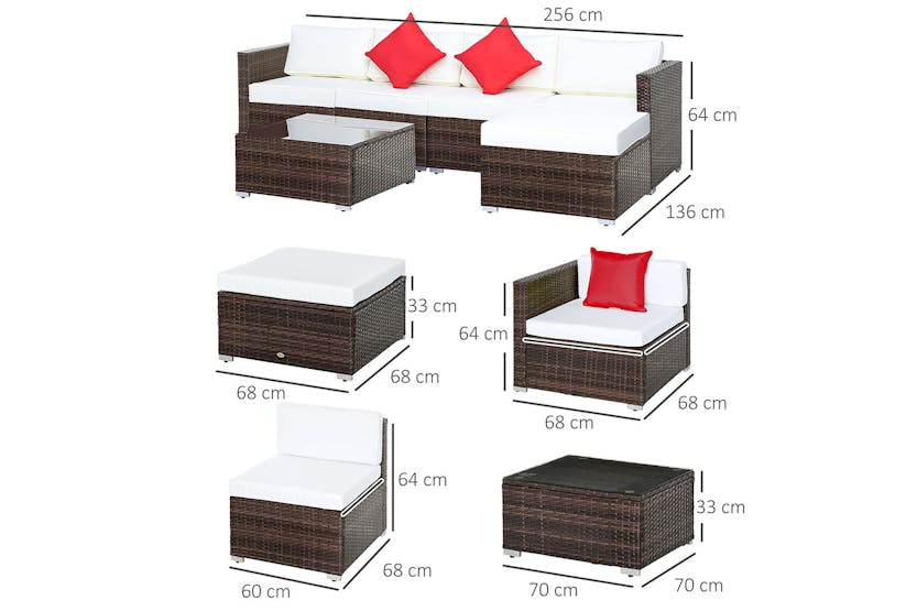 Outsunny Rattan Furniture Set | Brown/Milk White Outsunny Rattan Furniture Set | Brown/Milk White