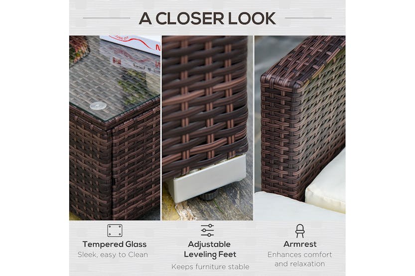 Outsunny Rattan Furniture Set | Brown/Milk White Outsunny Rattan Furniture Set | Brown/Milk White