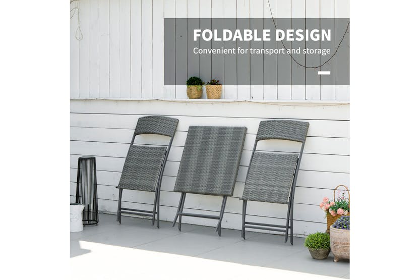 Outsunny Rattan Bistro Set Garden Patio Table & Chair | Grey | 3 Pieces Outsunny Rattan Bistro Set Garden Patio Table & Chair | Grey | 3 Pieces