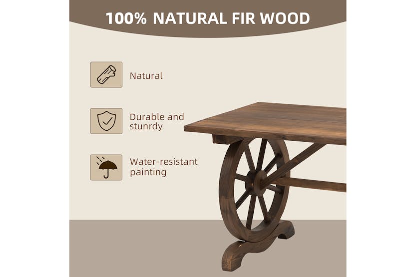 Outsunny Garden Coffee Table | Natural Wood Outsunny Garden Coffee Table | Natural Wood