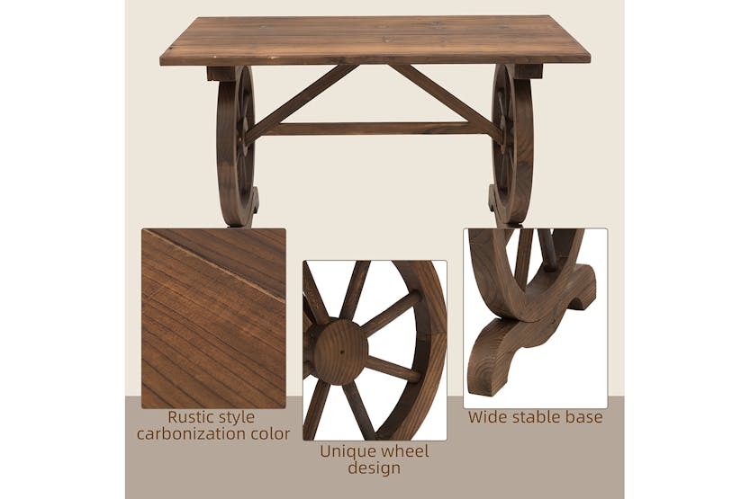 Outsunny Garden Coffee Table | Natural Wood Outsunny Garden Coffee Table | Natural Wood