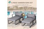 Outsunny Garden Set with Sun Lounger Footstools with Cushions | Grey | Set of 4 Outsunny Garden Set with Sun Lounger Footstools with Cushions | Grey | Set of 4