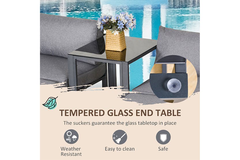 Outsunny Garden Set with Sun Lounger Footstools with Cushions | Grey | Set of 4 Outsunny Garden Set with Sun Lounger Footstools with Cushions | Grey | Set of 4