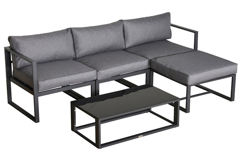 Outsunny 5 Pieces Outdoor Patio Furniture Set with Cushion | Grey Outsunny 5 Pieces Outdoor Patio Furniture Set with Cushion | Grey