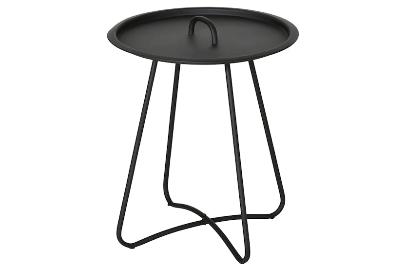 Outsunny Round Coffee Table with Handle | Black Outsunny Round Coffee Table with Handle | Black