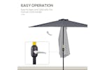 Outsunny 3 m Half Round Umbrella Parasol | Grey Outsunny 3 m Half Round Umbrella Parasol | Grey