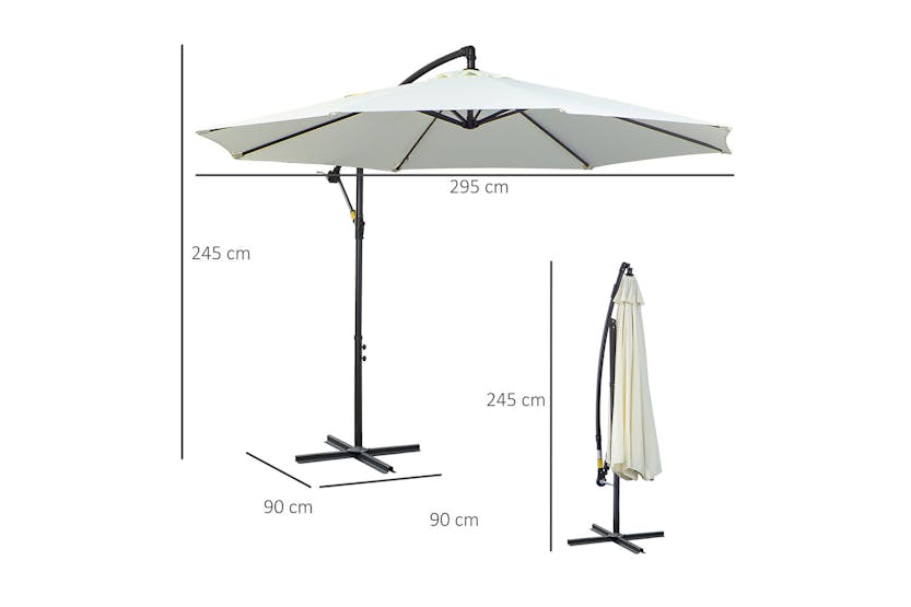 Outsunny Garden Cantilever Umbrella | Off-White Outsunny Garden Cantilever Umbrella | Off-White