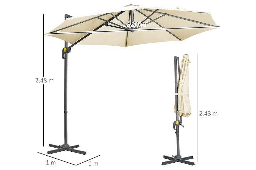 Outsunny 360° Rotation Parasol Umbrella | Cream White Outsunny 360° Rotation Parasol Umbrella | Cream White
