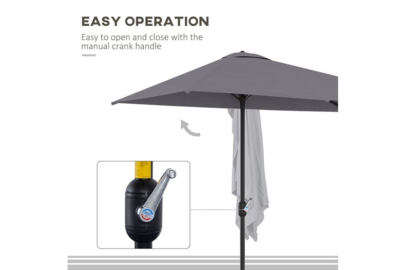 Outsunny Metal Sun Shade Half Garden Parasol Umbrella | Grey Outsunny Metal Sun Shade Half Garden Parasol Umbrella | Grey