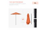 Outsunny Outdoor Garden Parasol Umbrella | Orange Outsunny Outdoor Garden Parasol Umbrella | Orange