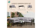 Outsunny Metal Garden Furniture Set with Glass Table & Mesh Pockets | 4 Pieces Outsunny Metal Garden Furniture Set with Glass Table & Mesh Pockets | 4 Pieces