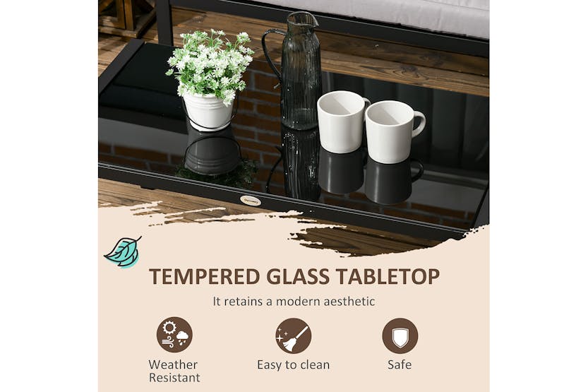 Outsunny Metal Garden Furniture Set with Glass Table & Mesh Pockets | 4 Pieces Outsunny Metal Garden Furniture Set with Glass Table & Mesh Pockets | 4 Pieces