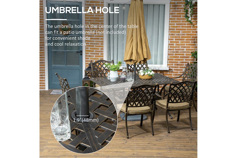 Outsunny Dining Set with Cushioned Chairs | Bronze Tone/Khaki | 7 Pieces Outsunny Dining Set with Cushioned Chairs | Bronze Tone/Khaki | 7 Pieces