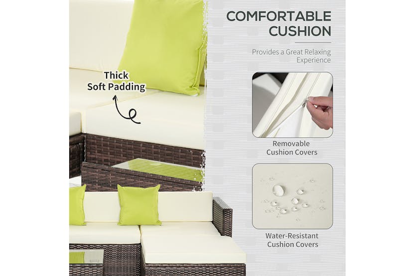 Outsunny Corner Sofa Set | Brown Outsunny Corner Sofa Set | Brown