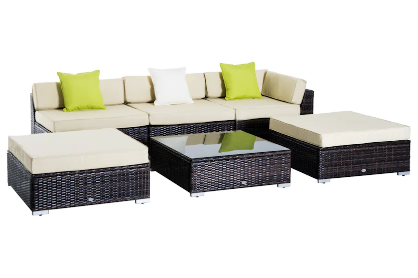 Outsunny Rattan Sofa Set | Brown/Beige Outsunny Rattan Sofa Set | Brown/Beige