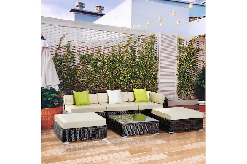 Outsunny Rattan Sofa Set | Brown/Beige Outsunny Rattan Sofa Set | Brown/Beige