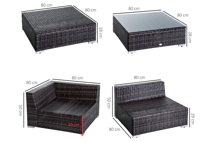 Outsunny Rattan Sofa Set | Brown/Beige Outsunny Rattan Sofa Set | Brown/Beige