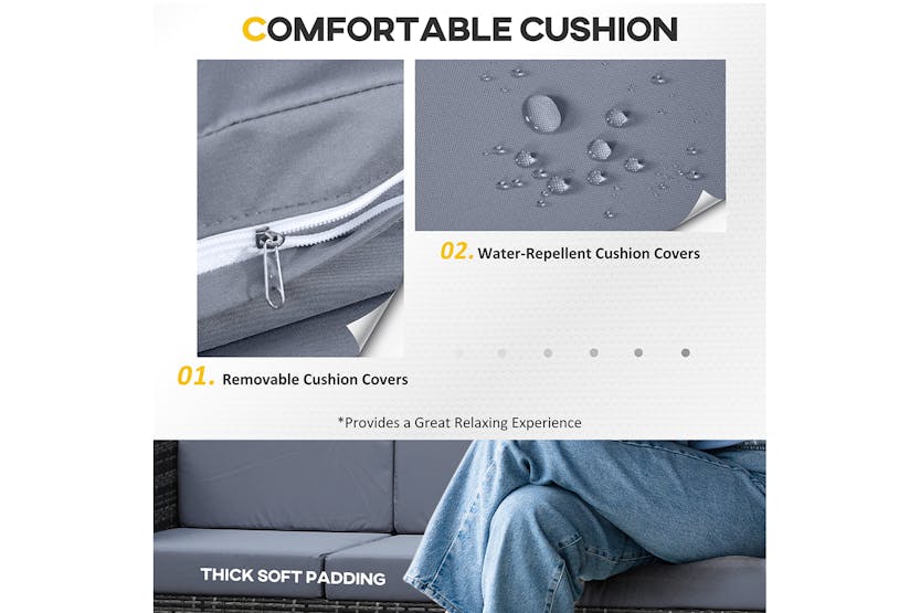 Outsunny 3 Seater Rattan Sofa | Mixed Grey Outsunny 3 Seater Rattan Sofa | Mixed Grey