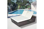 Outsunny 2 Seater Rattan Day Bed with Retractable Tray | Cream White Outsunny 2 Seater Rattan Day Bed with Retractable Tray | Cream White