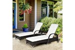 Outsunny Rattan Patio Lounge Chair Set with Cushion | Brown/Cream White | 3 Pieces Outsunny Rattan Patio Lounge Chair Set with Cushion | Brown/Cream White | 3 Pieces