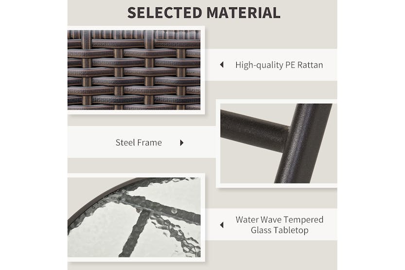 Outsunny Wicker Rattan Bistro Set | Brown | 3 Pieces Outsunny Wicker Rattan Bistro Set | Brown | 3 Pieces