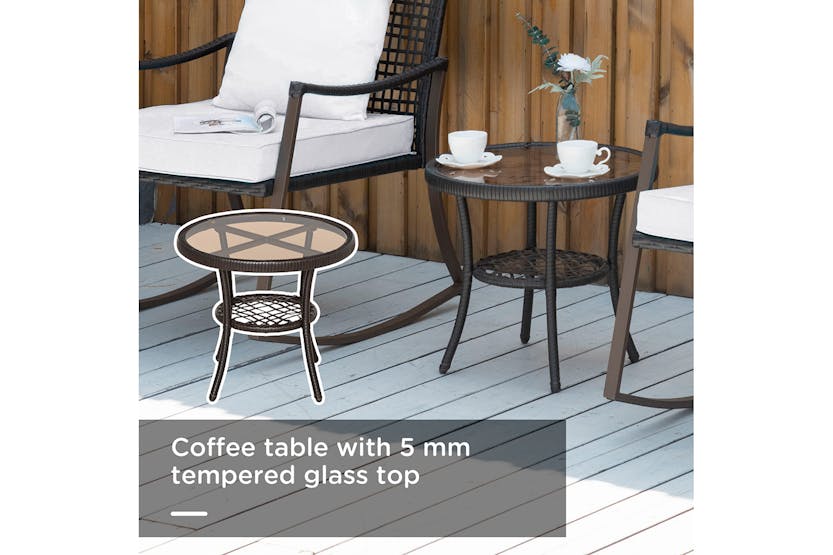 Outsunny Garden Bistro Set with round coffee table | Brown Outsunny Garden Bistro Set with round coffee table | Brown